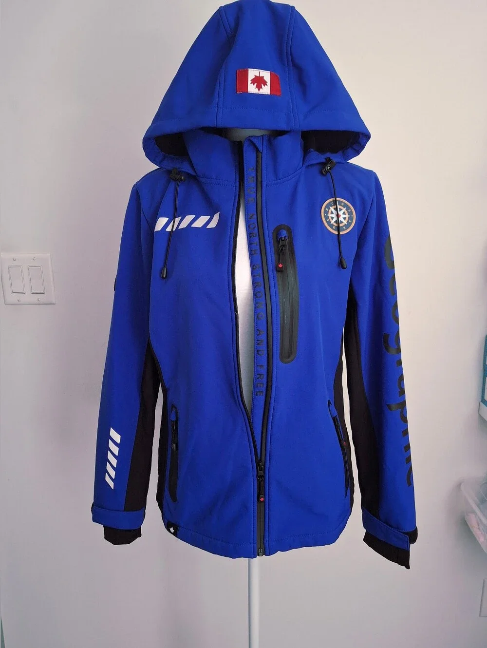 Canadiana NWOT Women's Blue Hooded National Geo Reflective Jacket. Ladies S. - Picture 13 of 13